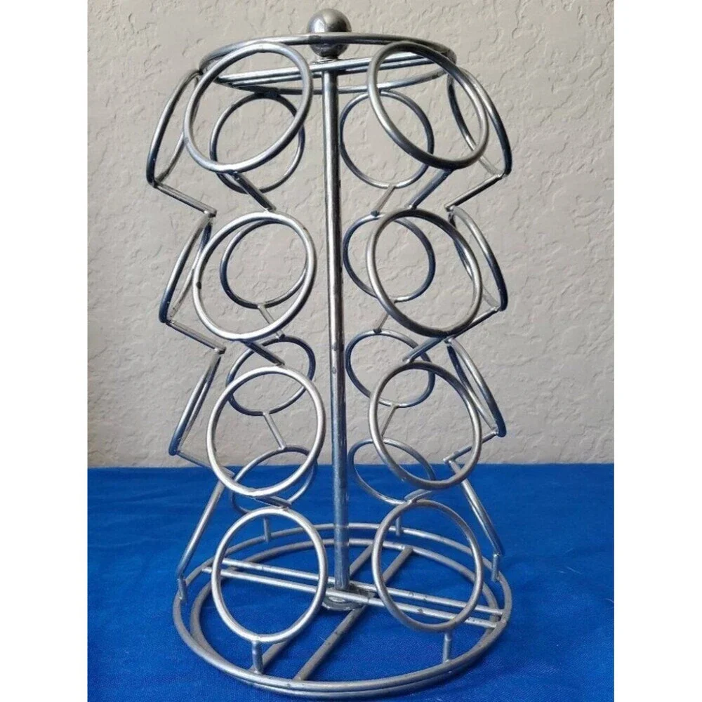 Chrome Spinning K-Cup Pod Carousel - Holds 24 Coffee Cups